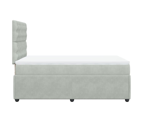 Cama box spring con colchón terciopelo gris claro 120x190 cm