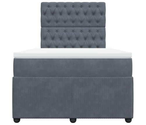 Cama box spring con colchón terciopelo gris oscuro 120x190 cm