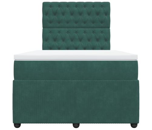 Cama box spring con colchón terciopelo verde oscuro 120x190 cm