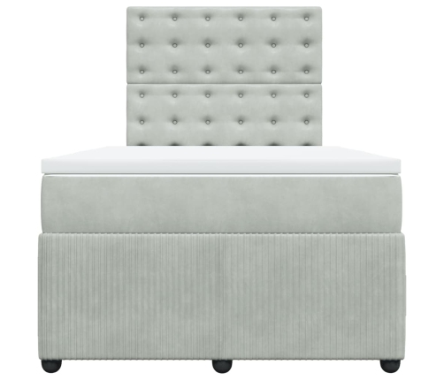 Cama box spring con colchón terciopelo gris claro 120x190 cm