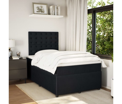 Cama box spring con colchón terciopelo negro 120x190 cm