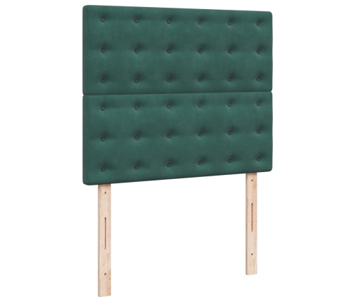 Cama box spring con colchón terciopelo verde oscuro 120x190 cm