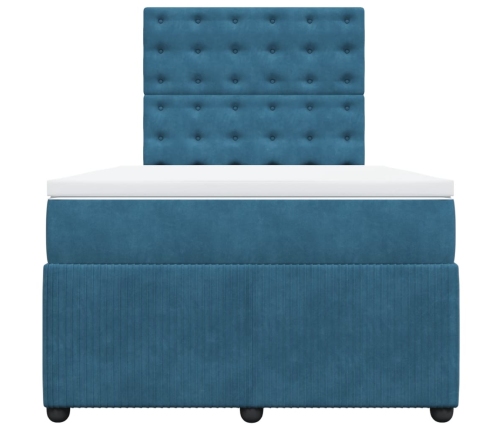 Cama box spring con colchón terciopelo azul oscuro 120x190 cm