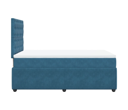 Cama box spring con colchón terciopelo azul oscuro 120x190 cm