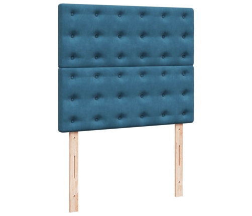 Cama box spring con colchón terciopelo azul oscuro 120x190 cm