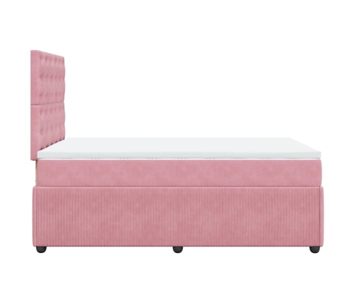 Cama box spring con colchón terciopelo rosa 120x190 cm