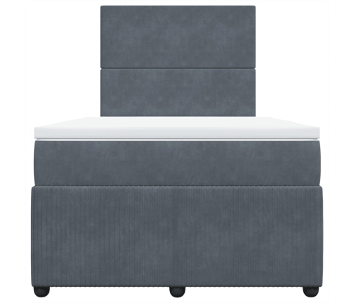 Cama box spring con colchón terciopelo gris oscuro 120x200 cm