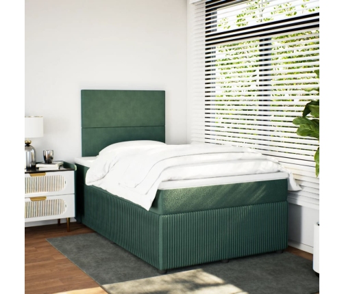 Cama box spring con colchón terciopelo verde oscuro 120x200 cm