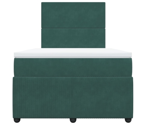 Cama box spring con colchón terciopelo verde oscuro 120x200 cm