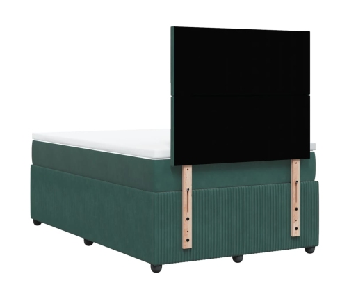 Cama box spring con colchón terciopelo verde oscuro 120x200 cm