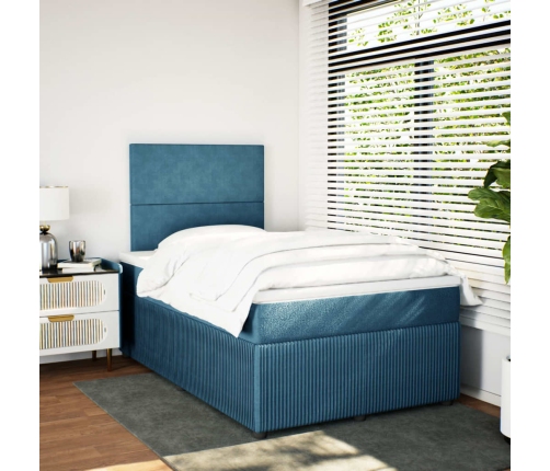 Cama box spring con colchón terciopelo azul oscuro 120x200 cm