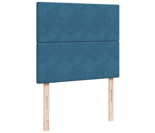 Cama box spring con colchón terciopelo azul oscuro 120x200 cm