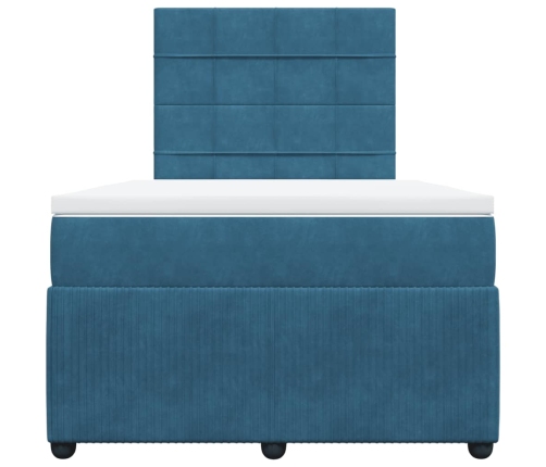 Cama box spring con colchón terciopelo azul oscuro 120x200 cm