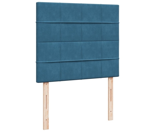 Cama box spring con colchón terciopelo azul oscuro 120x200 cm