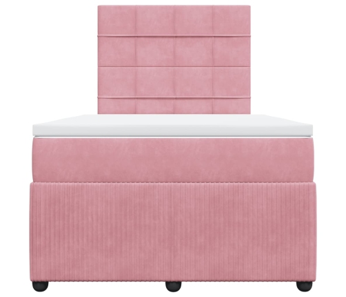 Cama box spring con colchón terciopelo rosa 120x200 cm