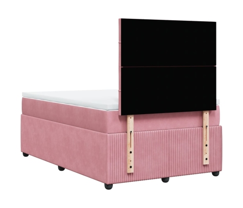 Cama box spring con colchón terciopelo rosa 120x200 cm