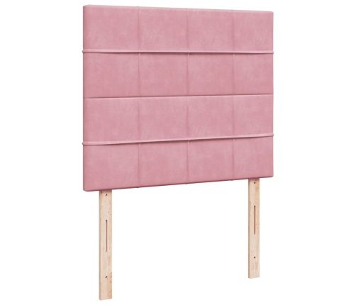 Cama box spring con colchón terciopelo rosa 120x200 cm