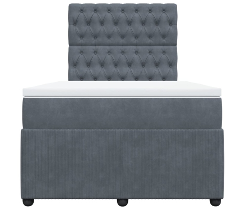 Cama box spring con colchón terciopelo gris oscuro 120x200 cm