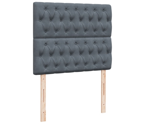 Cama box spring con colchón terciopelo gris oscuro 120x200 cm