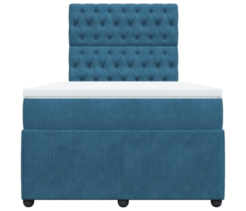 Cama box spring con colchón terciopelo azul oscuro 120x200 cm