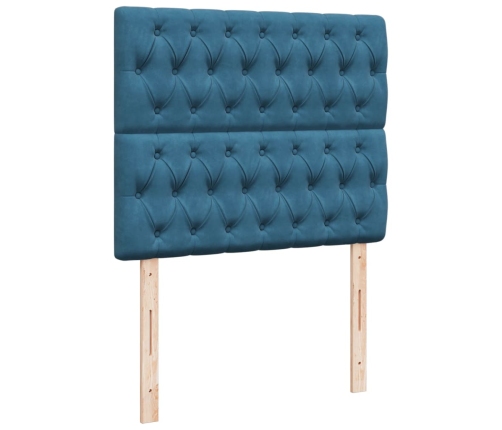 Cama box spring con colchón terciopelo azul oscuro 120x200 cm