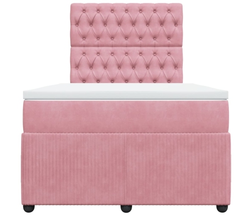 Cama box spring con colchón terciopelo rosa 120x200 cm