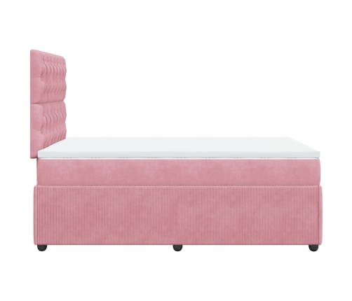 Cama box spring con colchón terciopelo rosa 120x200 cm