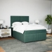 Cama box spring con colchón terciopelo verde oscuro 140x190 cm