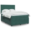 Cama box spring con colchón terciopelo verde oscuro 140x190 cm