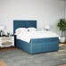 Cama box spring con colchón terciopelo azul oscuro 140x190 cm