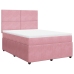 Cama box spring con colchón terciopelo rosa 140x190 cm