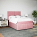 Cama box spring con colchón terciopelo rosa 140x190 cm