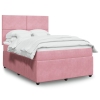 Cama box spring con colchón terciopelo rosa 140x190 cm