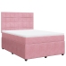 Cama box spring con colchón terciopelo rosa 140x190 cm