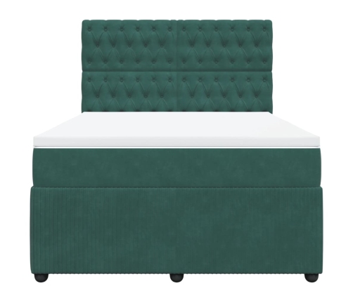 Cama box spring con colchón terciopelo verde oscuro 140x190 cm