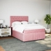 Cama box spring con colchón terciopelo rosa 140x190 cm