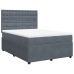 Cama box spring con colchón terciopelo gris oscuro 140x190 cm