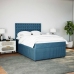 Cama box spring con colchón terciopelo azul oscuro 140x190 cm