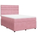 Cama box spring con colchón terciopelo rosa 140x190 cm