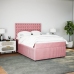 Cama box spring con colchón terciopelo rosa 140x190 cm