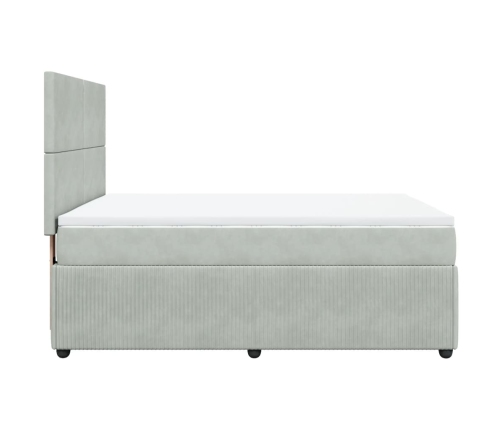 Cama box spring con colchón terciopelo gris claro 140x200 cm