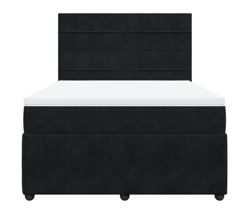 Cama box spring con colchón terciopelo negro 140x200 cm
