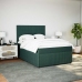 Cama box spring con colchón terciopelo verde oscuro 140x200 cm