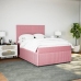 Cama box spring con colchón terciopelo rosa 140x200 cm