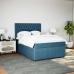 Cama box spring con colchón terciopelo azul oscuro 140x200 cm