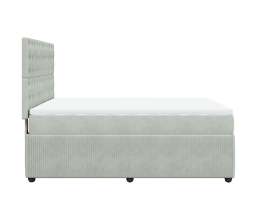 Cama box spring con colchón terciopelo gris claro 140x200 cm