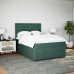 Cama box spring con colchón terciopelo verde oscuro 140x200 cm