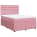 Cama box spring con colchón terciopelo rosa 140x200 cm