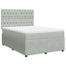 Cama box spring con colchón terciopelo gris claro 160x200 cm