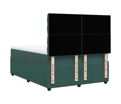 Cama box spring con colchón terciopelo verde oscuro 160x200 cm